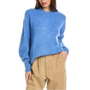 Pistola Women Sweater CARLEN L Alpaca Wool Blue Mock Neck Oversized Soft Relaxed